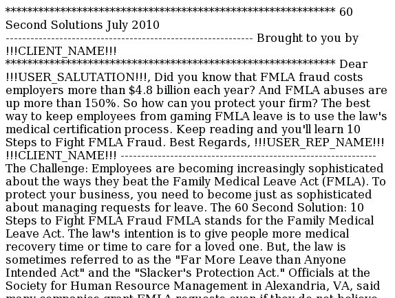 60 Second Solutions: 10 Steps to Beat FMLA Fraud
